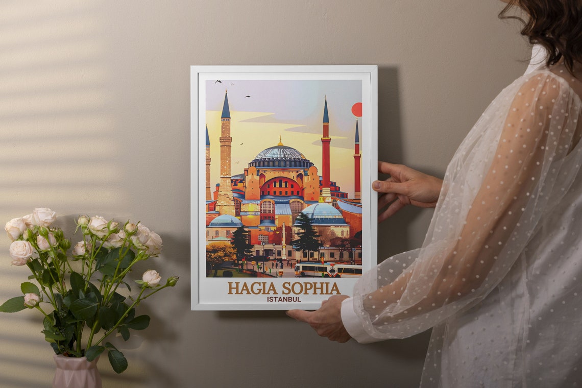 Hagia Sophia Art Print Istanbul Travel Poster Turkey Wall Art Hagia Sophia Photo Hagia Sophia Poster Turkey Framed Art - Image 3