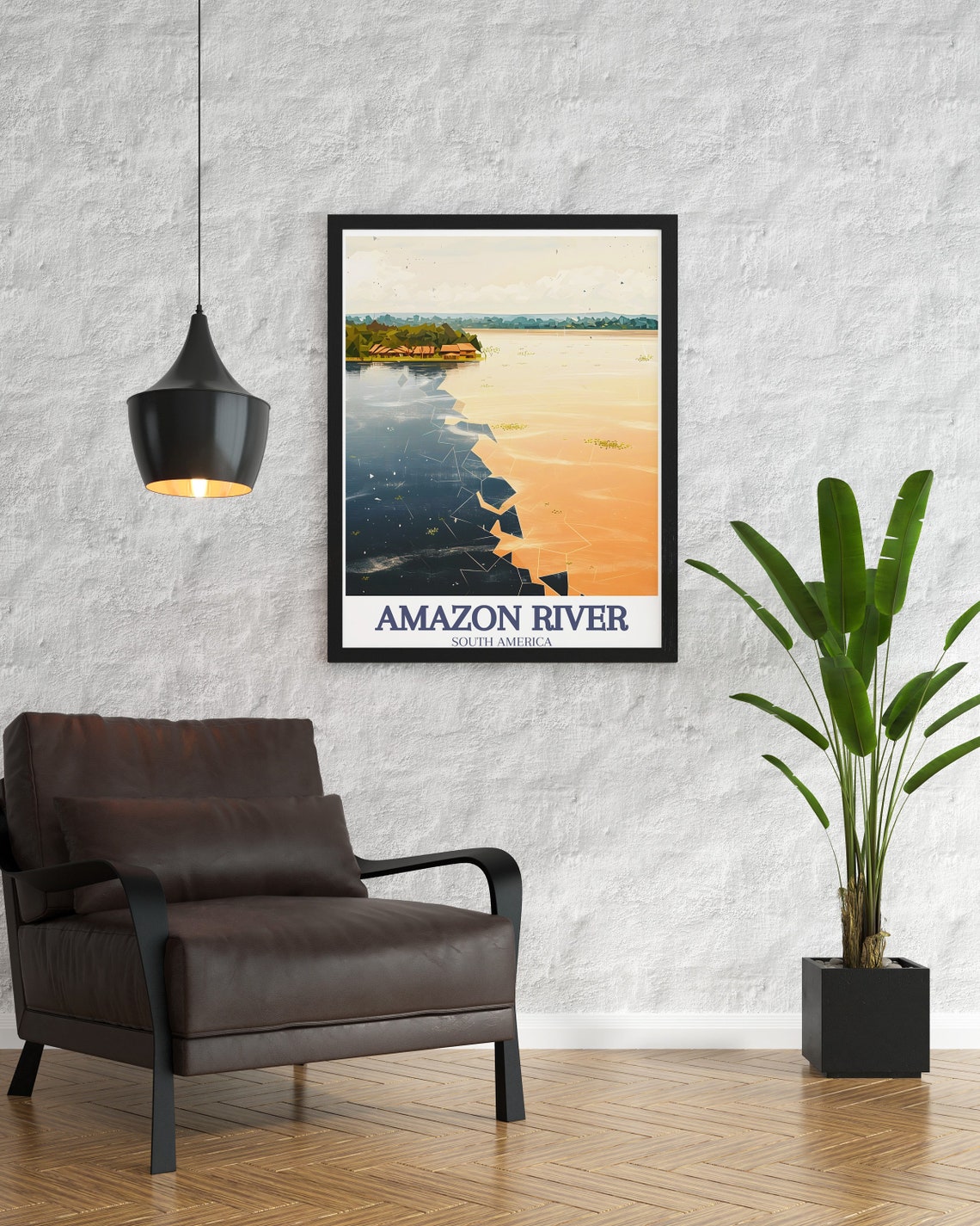 Amazon River Meeting of the Waters Geometric River Art Poster - Image 3