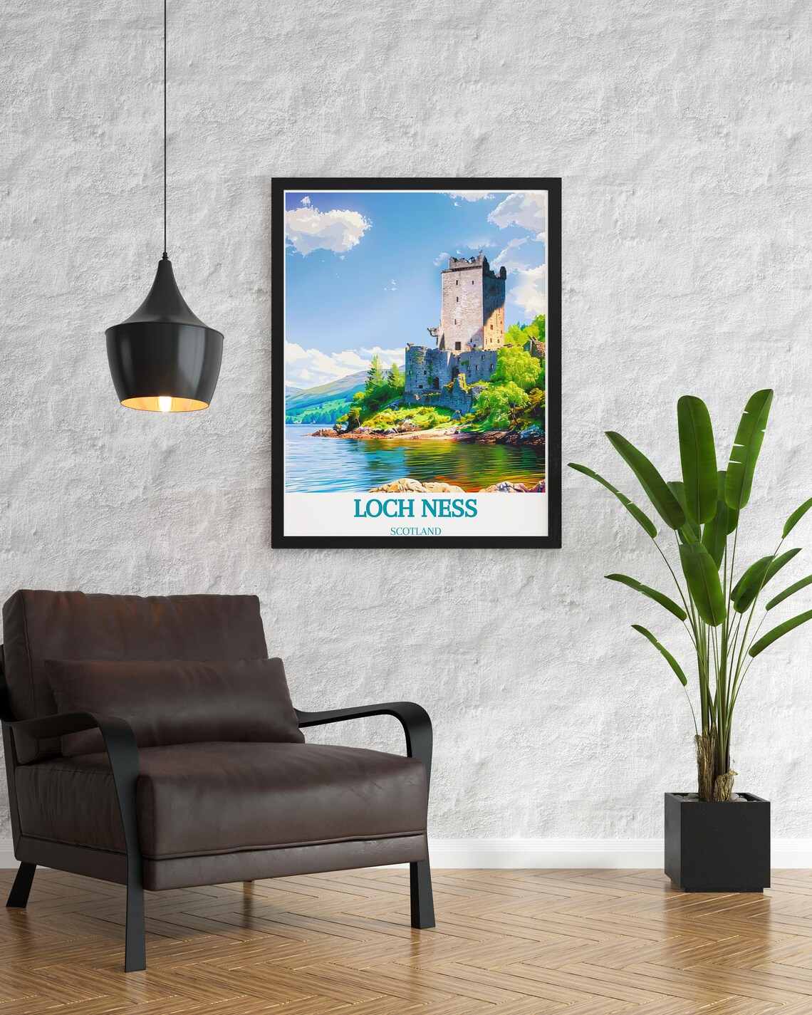 Loch Ness Scotland Ancient Castle Ruins Calm Lakeside Travel Poster - Image 2