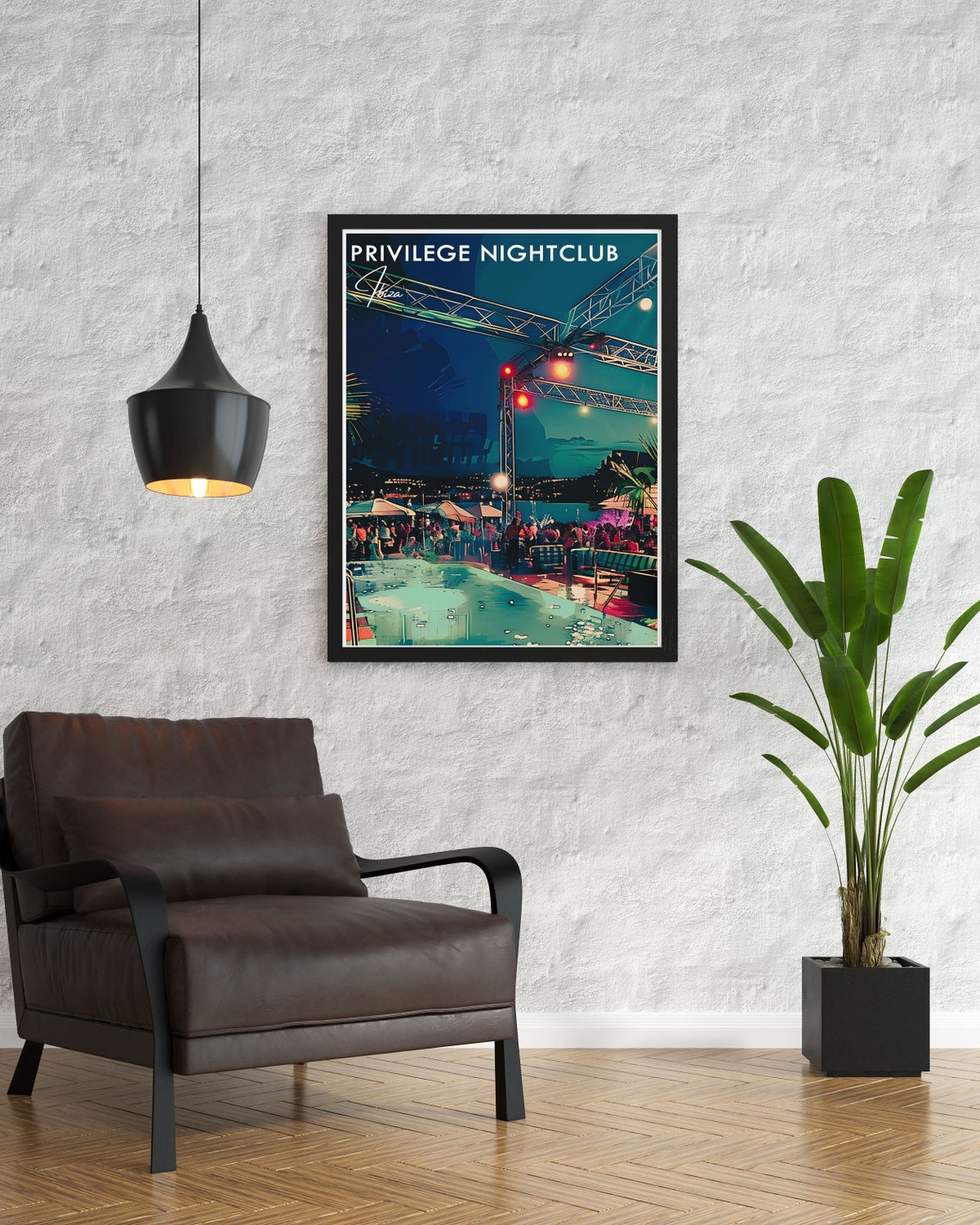 Privilege Nightclub Ibiza Glowing Poolside Terrace at Night Poster - Image 3
