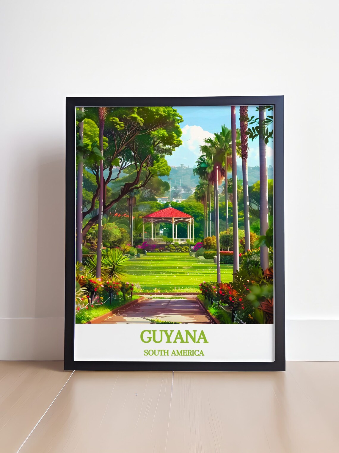 Guyana South America Tropical Garden Gazebo Palm Avenue Poster - Image 4