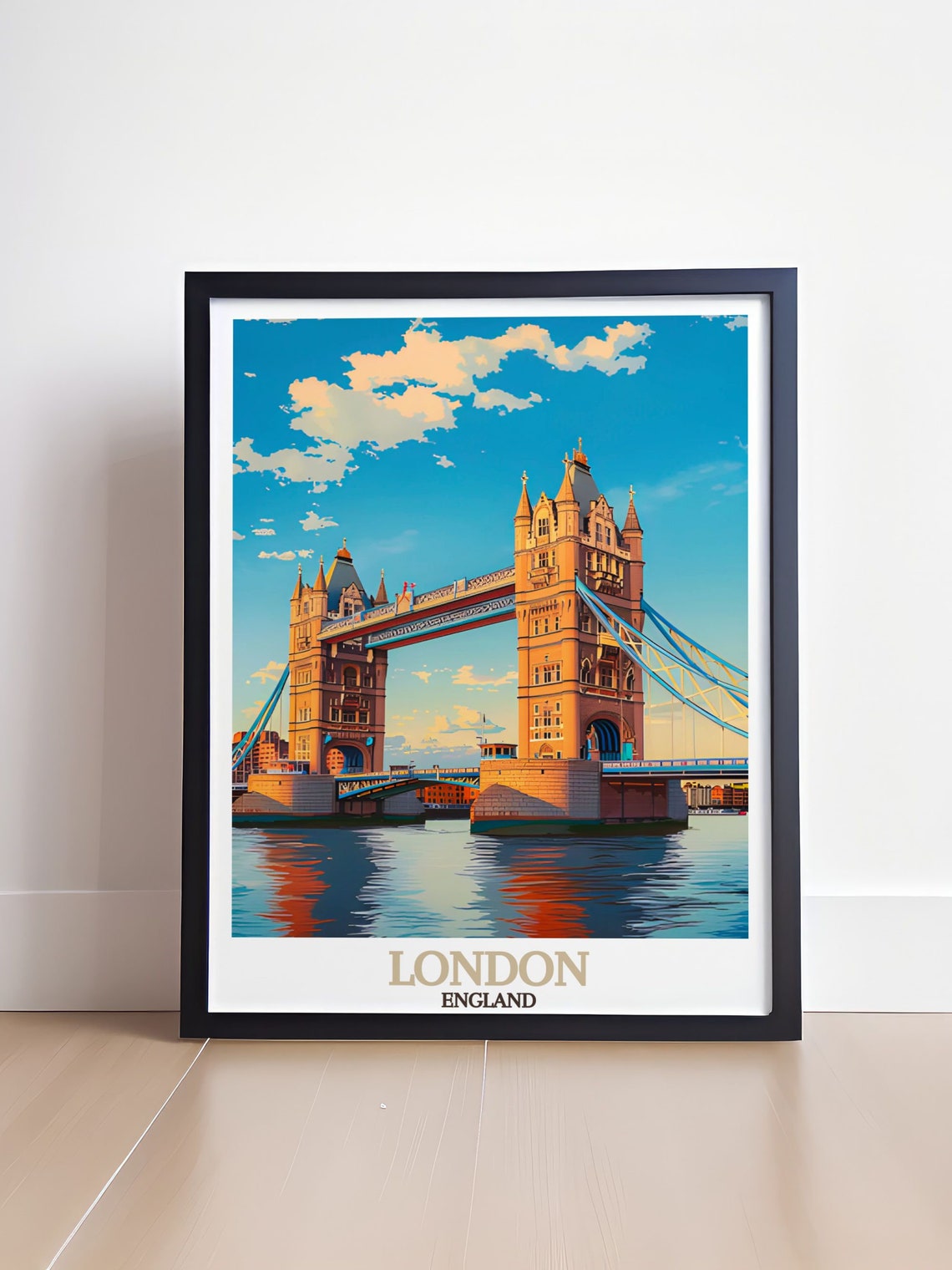 London England Tower Bridge Sunset River Thames Travel Poster - Image 4