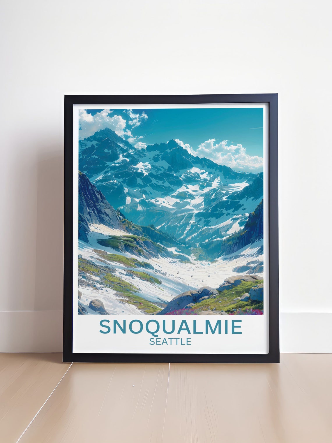 Snoqualmie Washington Jagged Peaks Alpine Meadow Summer Poster - Image 4