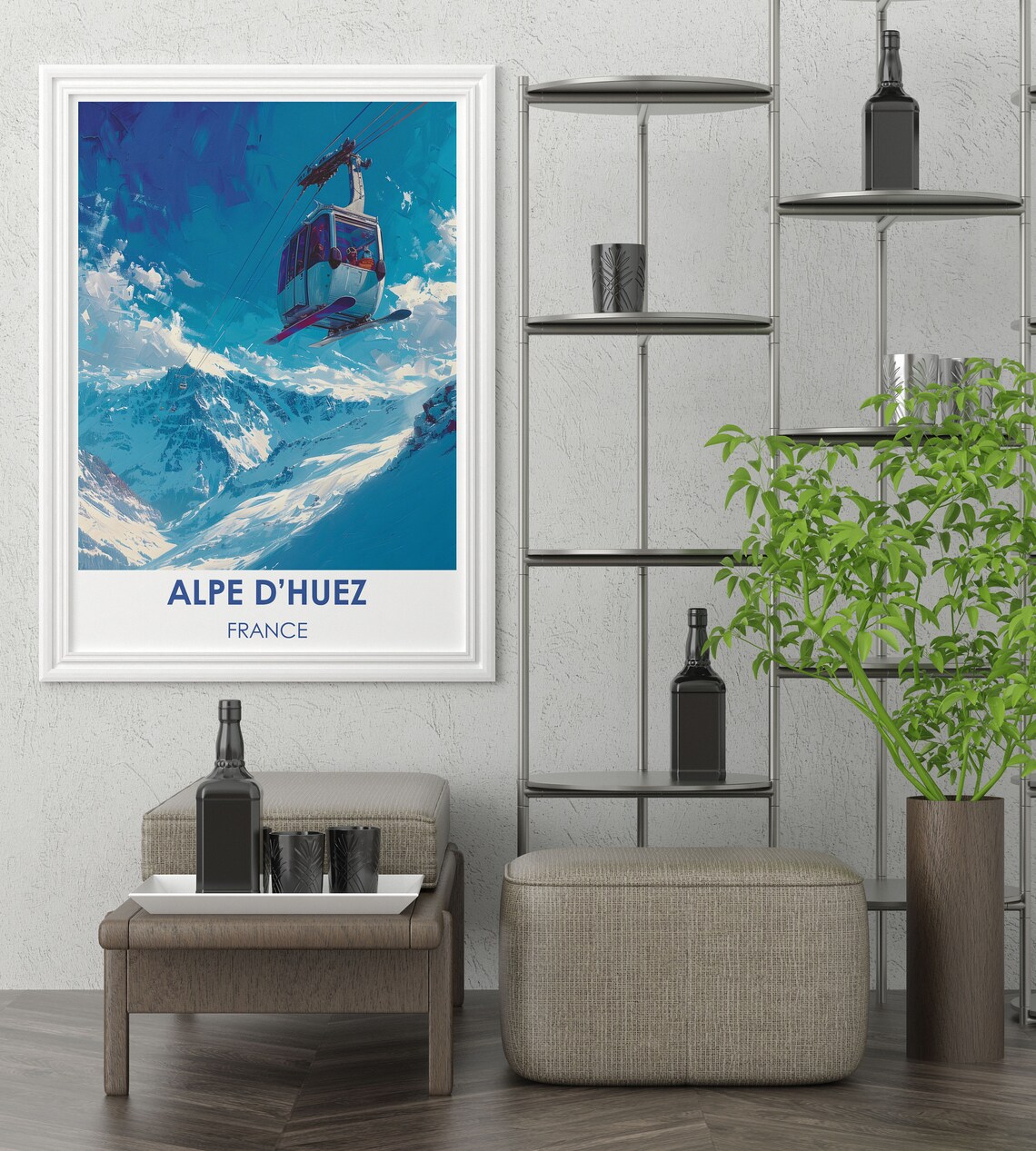 Alpe d'Huez France Gondola Cable Car Snowy Peaks Winter Poster - Image 4