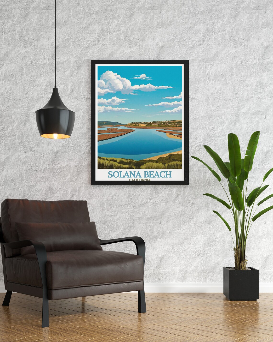 Solana Beach California San Elijo Lagoon Turquoise Lake Travel Poster - Image 3