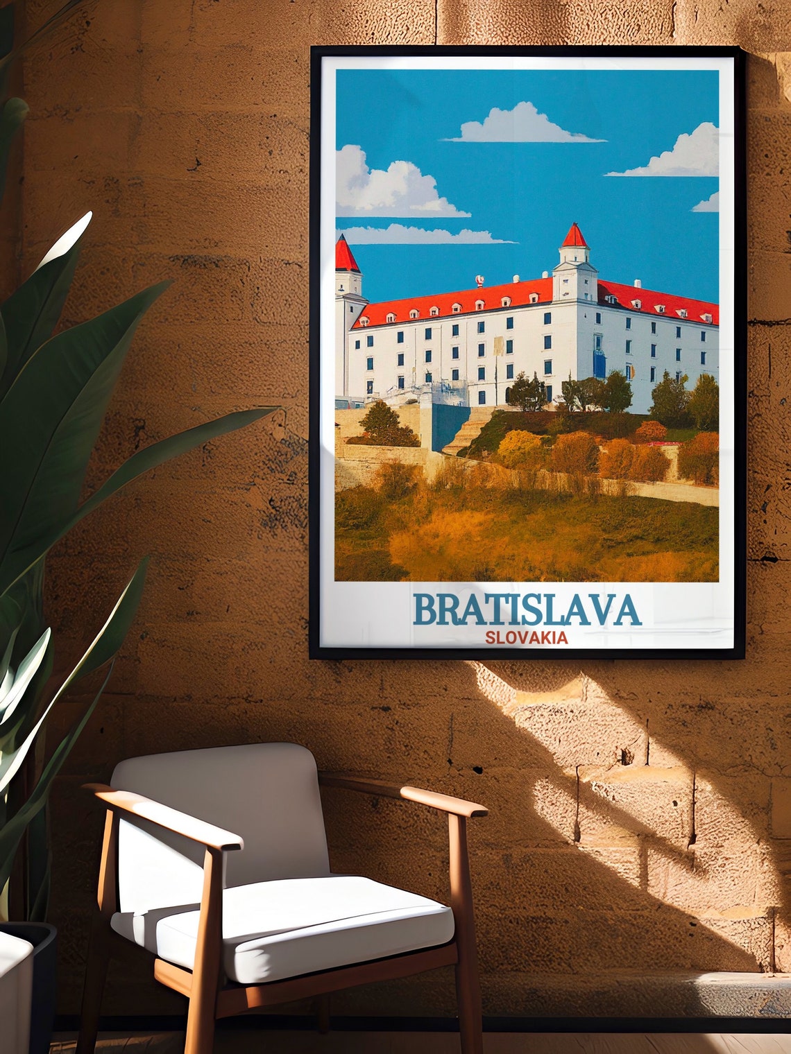 Bratislava Castle Slovakia White Red Roofs Vintage Travel Poster - Image 3