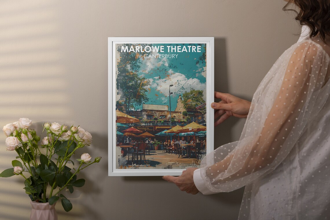 Marlowe Theatre Canterbury Vintage Outdoor Cafe Scene Poster - Image 3