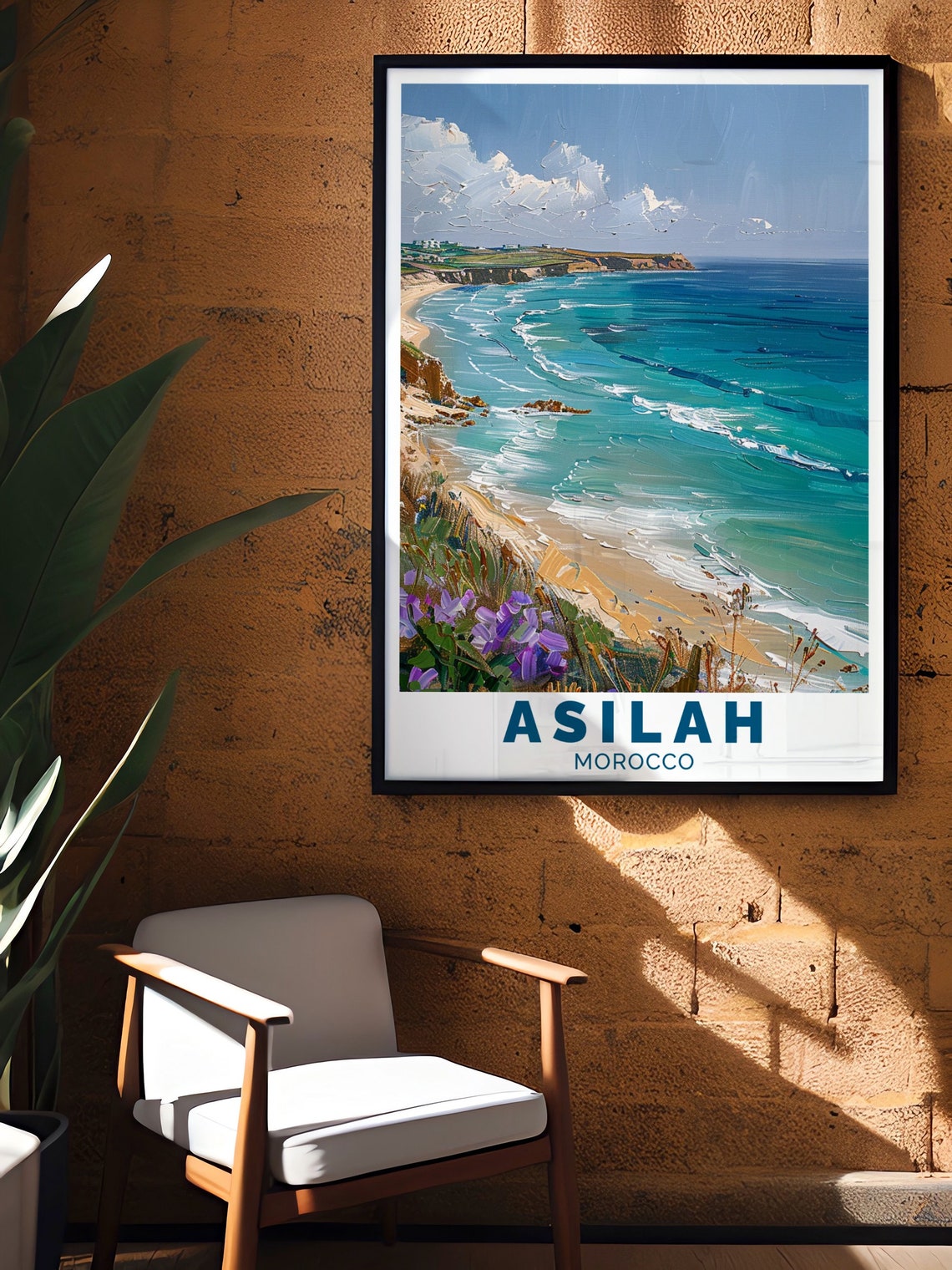 Asilah Paradise Beach Turquoise Waves Cliffs Morocco Travel Poster - Image 3