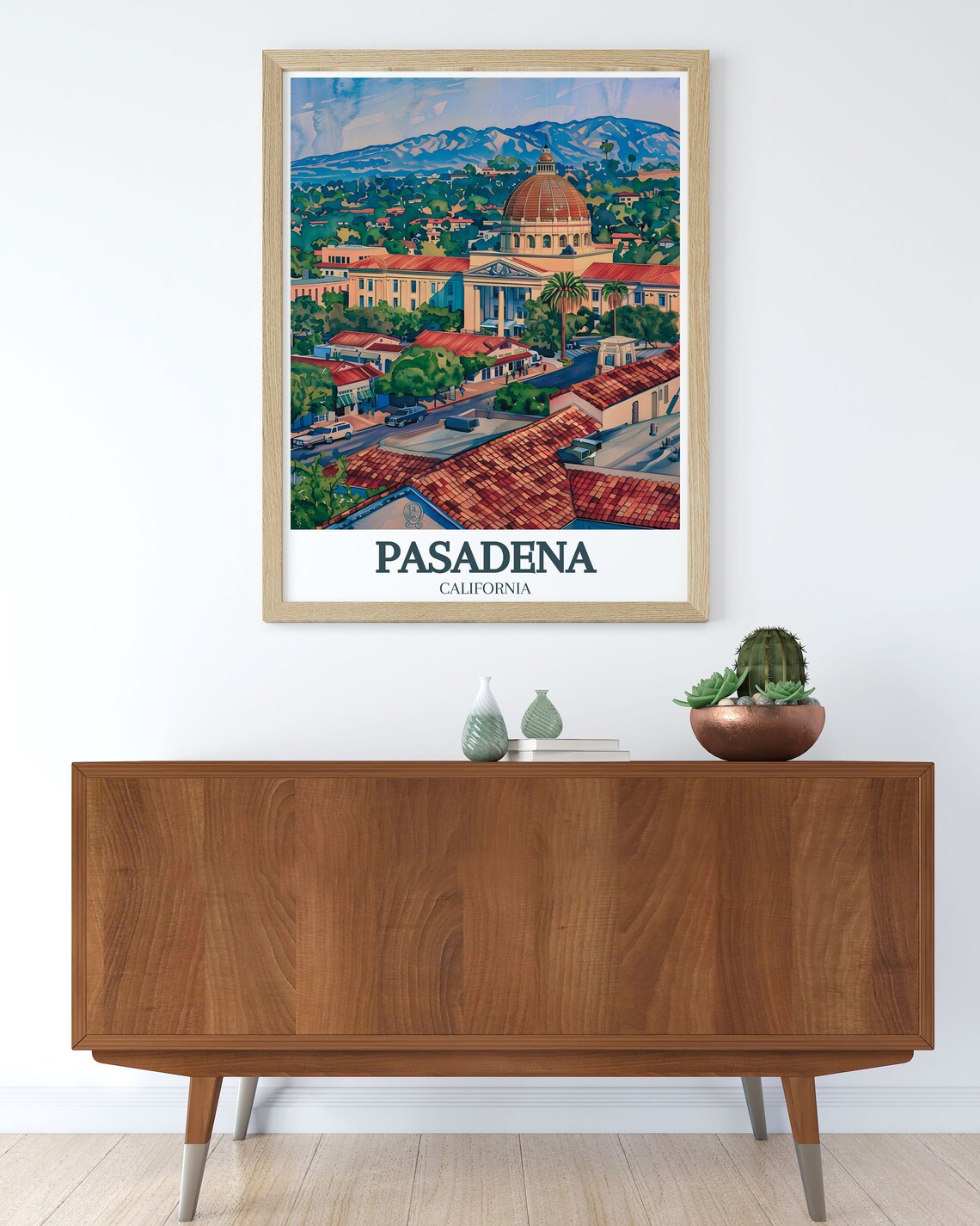 Pasadena City Hall Dome San Gabriel Mountains California Poster - Image 3