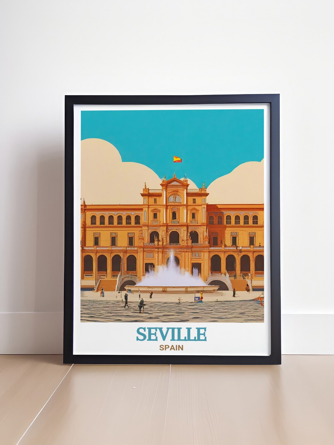 Seville Spain Plaza de Espana Palace and Fountain Travel Poster - Image 4