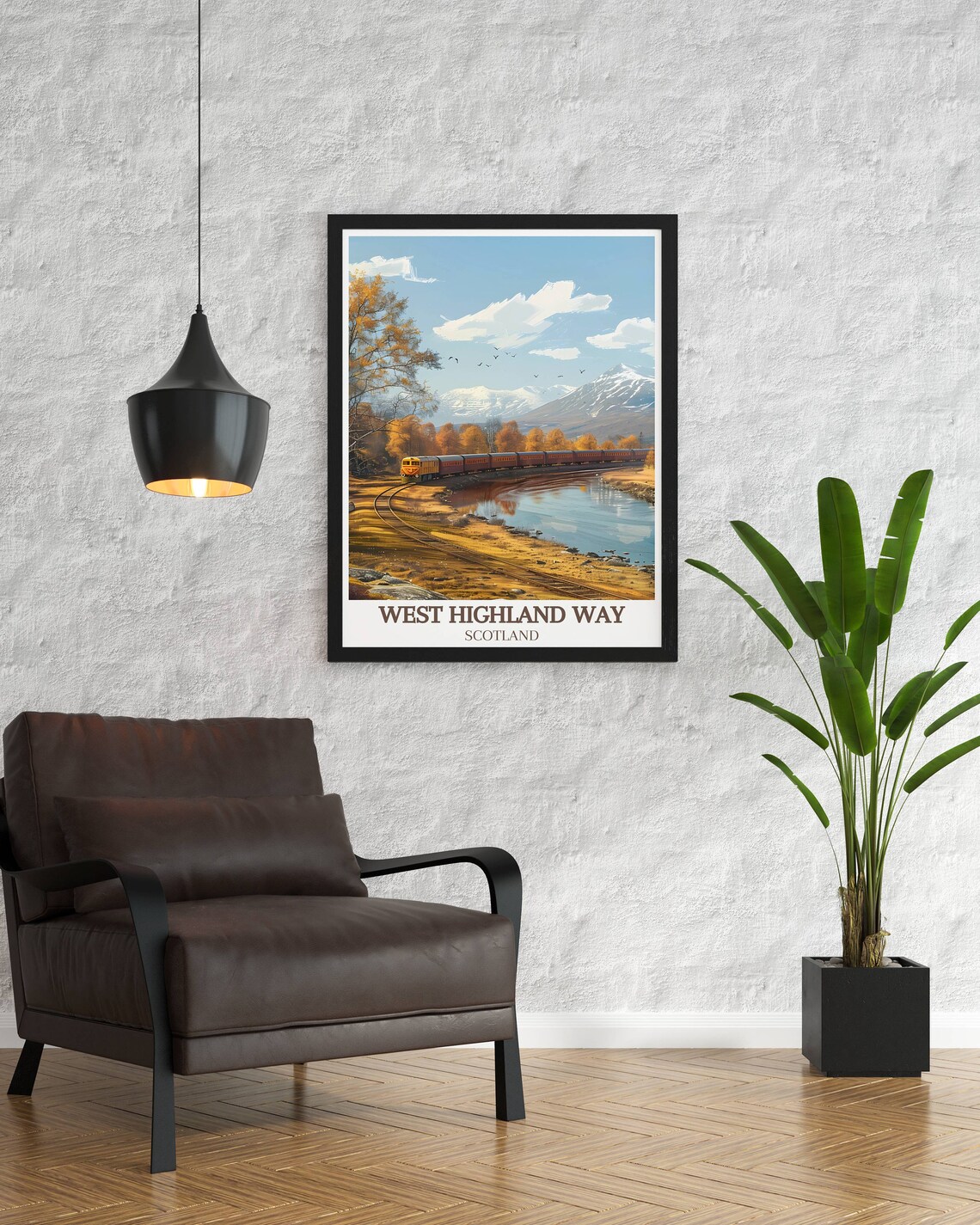West Highland Way Scotland Autumn Train Moorlands View Poster - Image 2