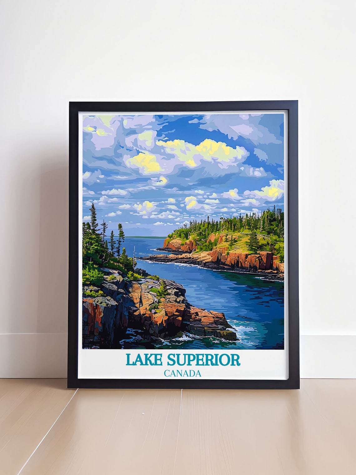 Lake Superior Canada Rocky Cove Pine Shoreline Travel Poster - Image 4