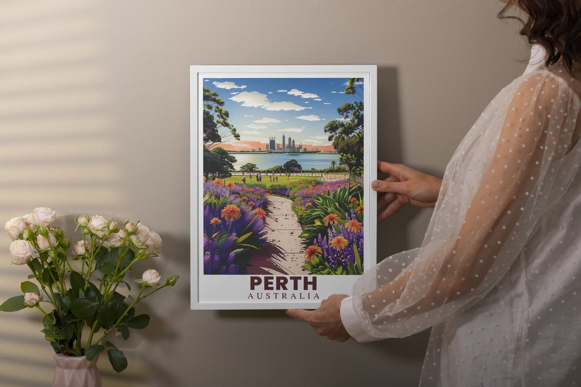 Perth Australia Kings Park Botanical Garden City Skyline Poster - Image 3