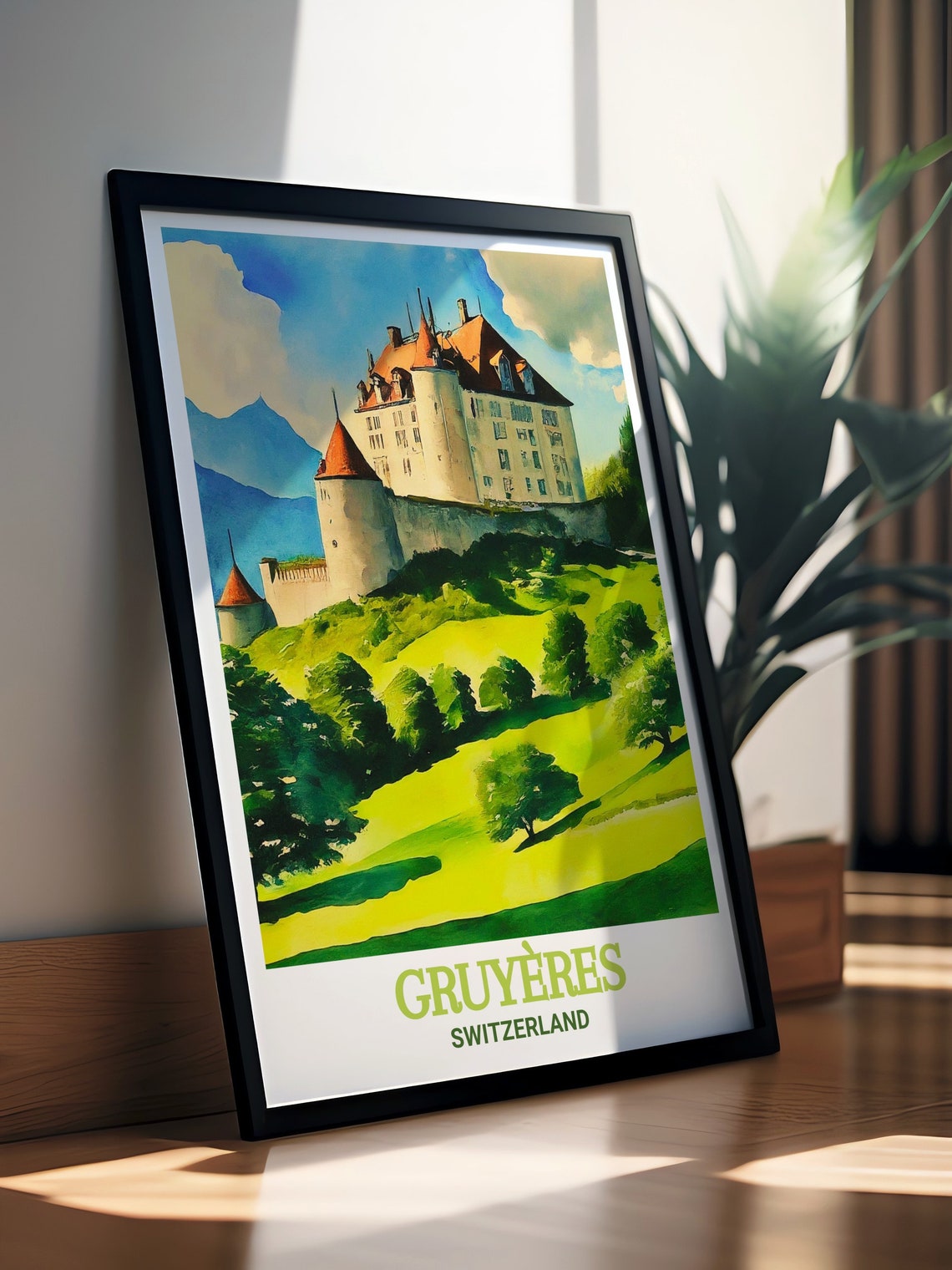 Gruyres Travel Poster Gruyres Castle Poster For Art And Travel Enthusiasts Gruyres Castle Wall Art And Prints Gruyres Decor - Image 2