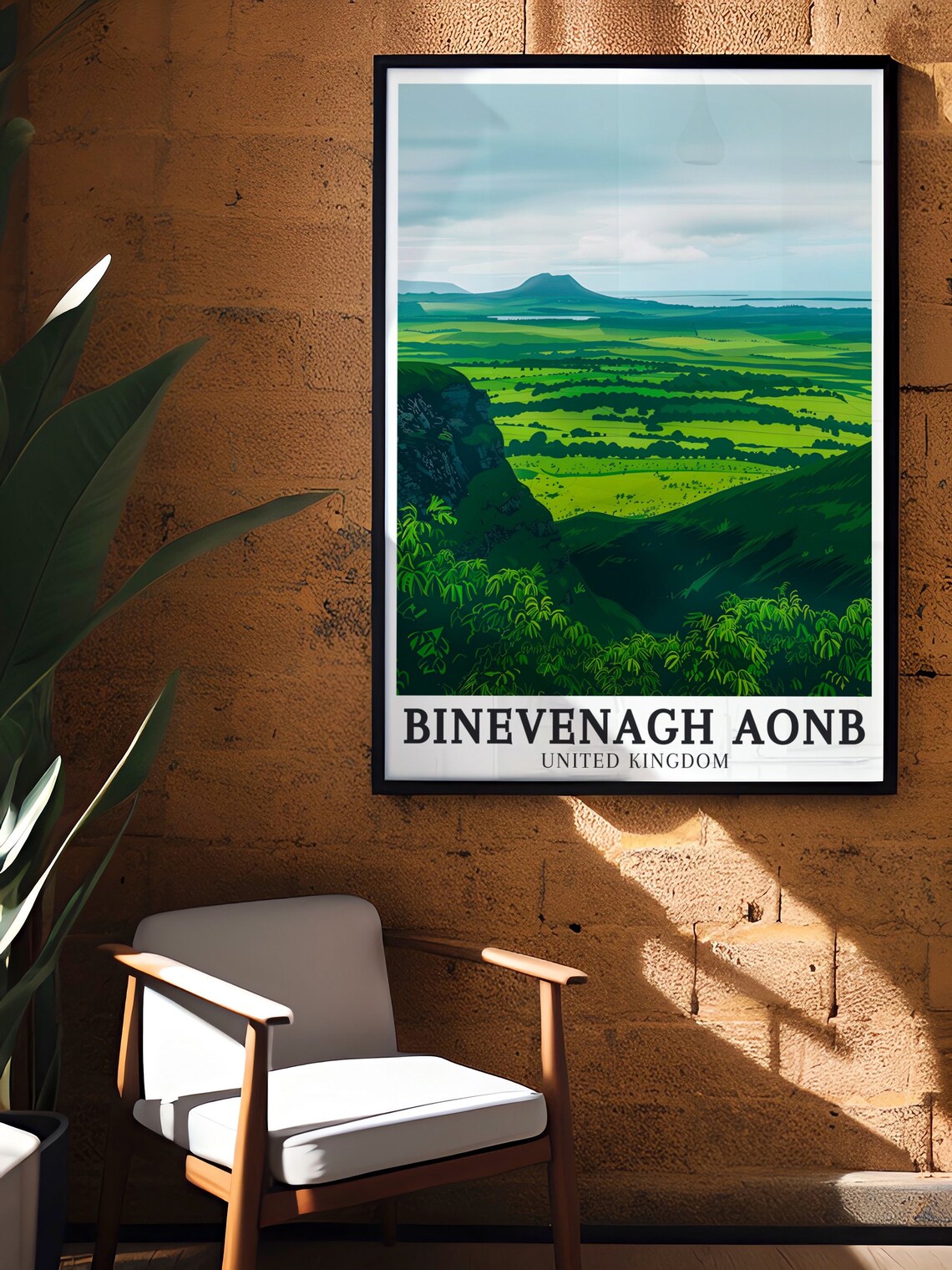 Binevenagh AONB Green Valley View United Kingdom Travel Poster - Image 3