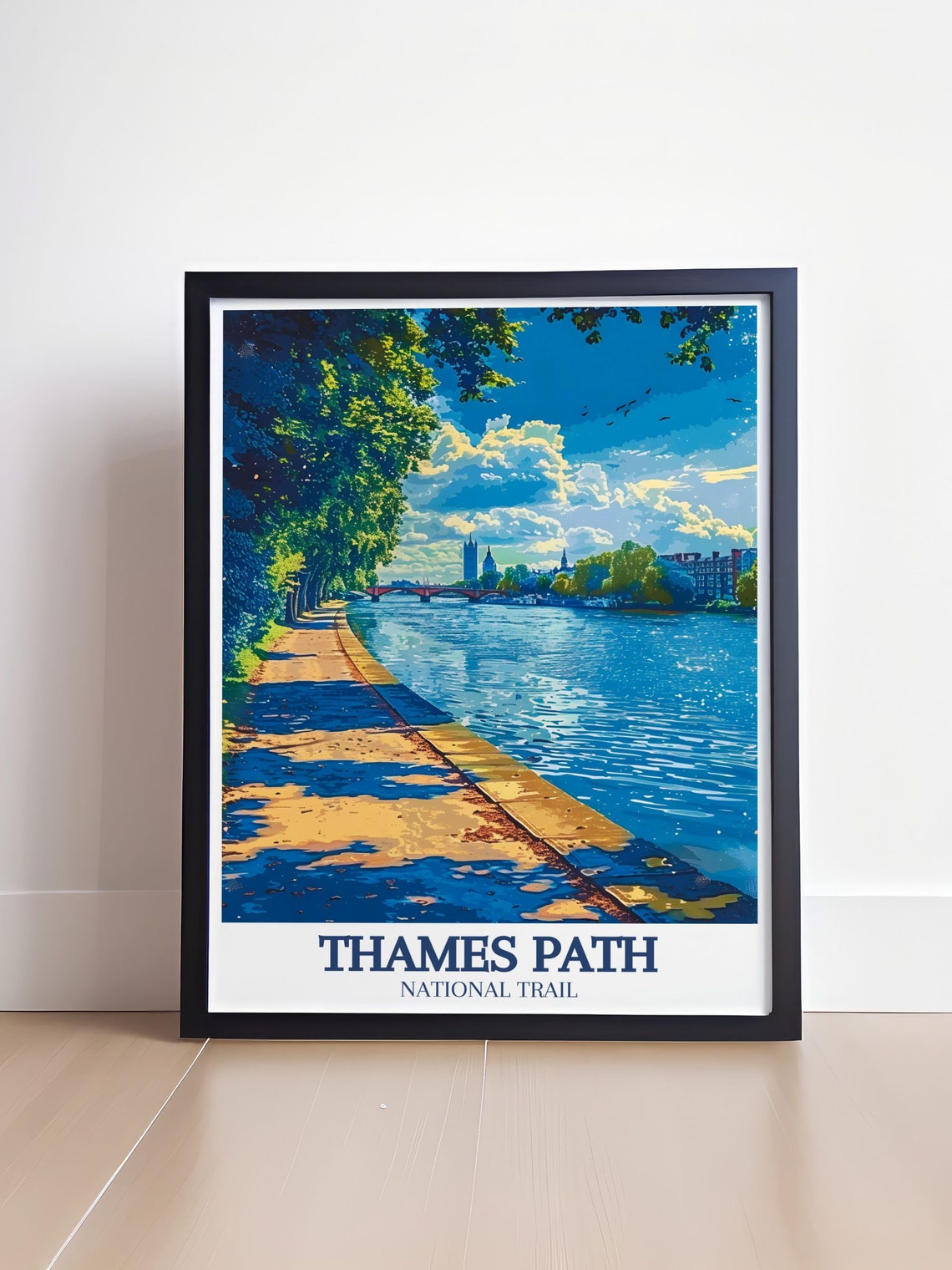 Thames Path England Embankment And City Skyline Travel Poster - Image 4