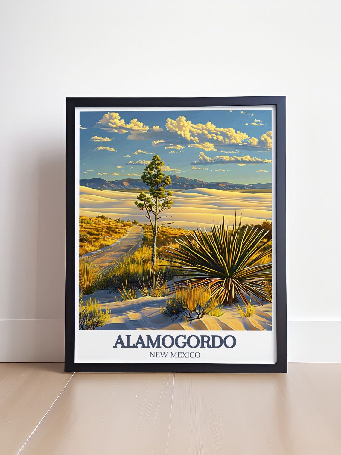 Alamogordo Golden Desert Road Yucca Plants Travel Art Poster - Image 4