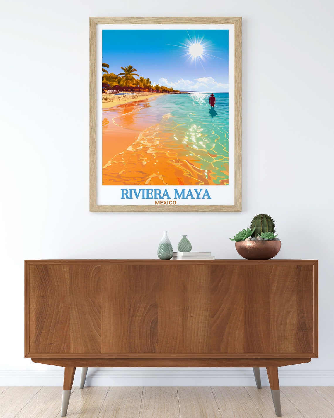 Riviera Maya Tropical Beach Wader Turquoise Water Mexico Poster - Image 3