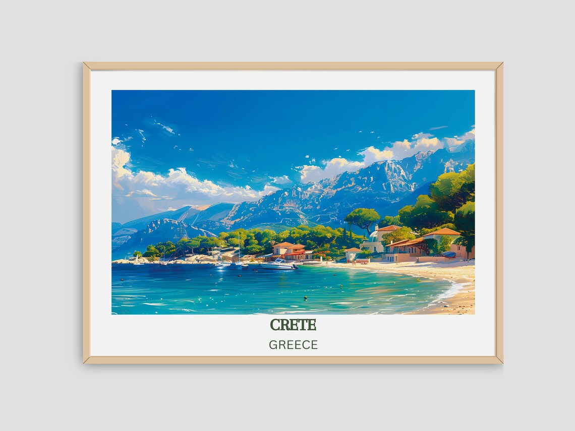 Crete Greece Mountain Bay Turquoise Sea Serene Beach Travel Poster - Image 4