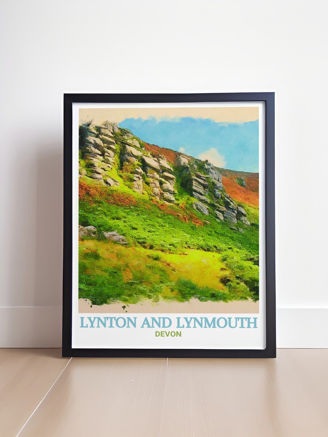 Lynton and Lynmouth Valley of Rocks Craggy Hillside Travel Poster - Image 4