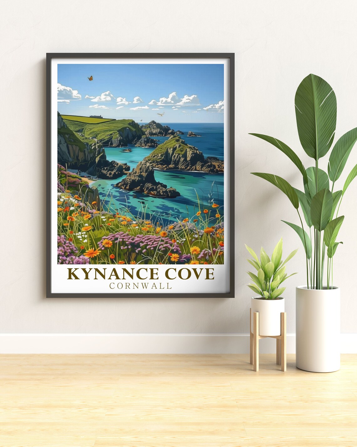 Kynance Cove Beautiful Wildflower Meadow Above the Cornish Sea Poster - Image 2