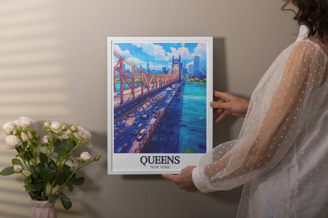 Queensboro Bridge Bustling Daytime Traffic New York City Poster - Image 2