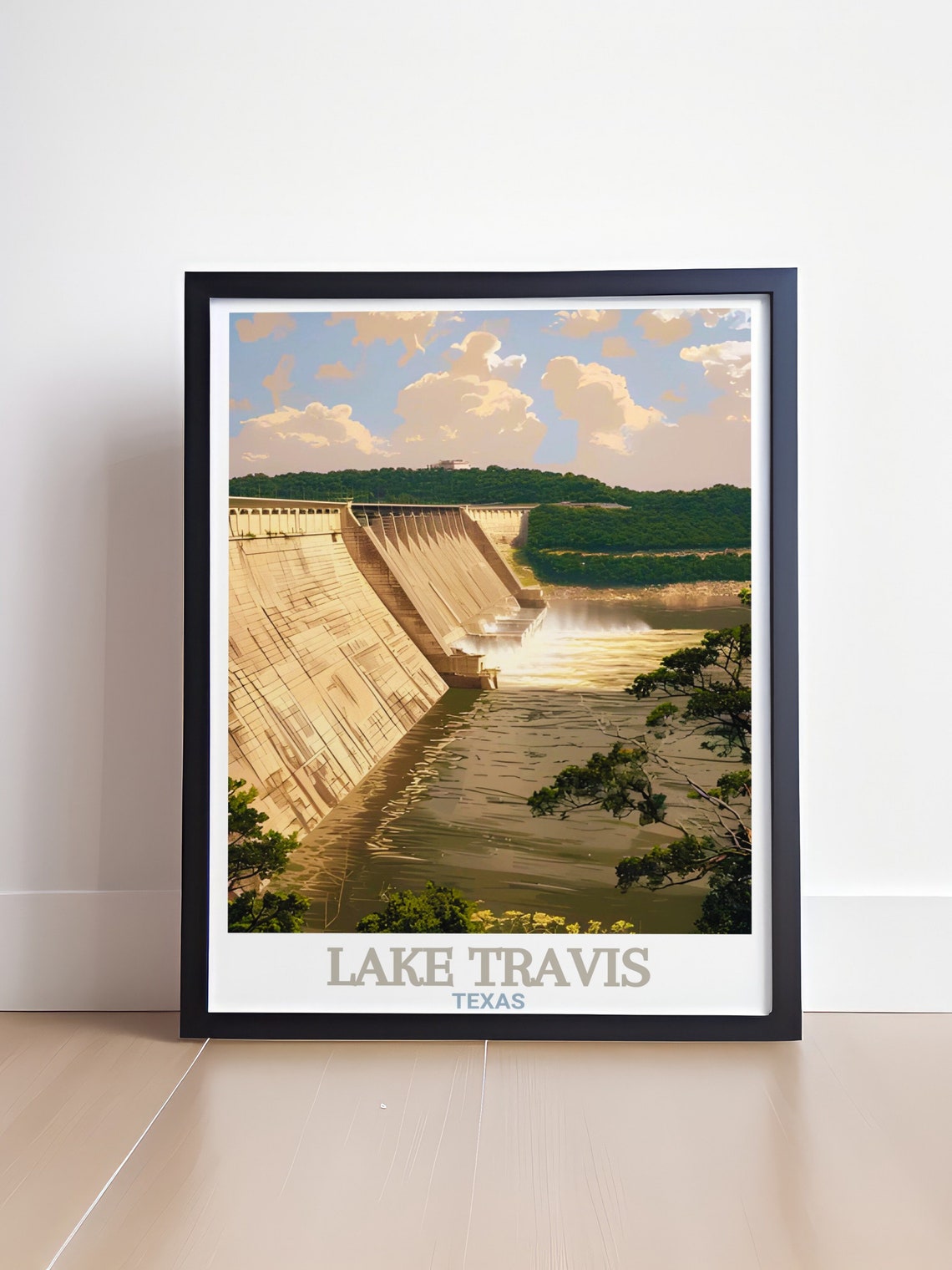 Lake Travis Texas Mansfield Dam Reservoir Engineering Travel Poster - Image 4