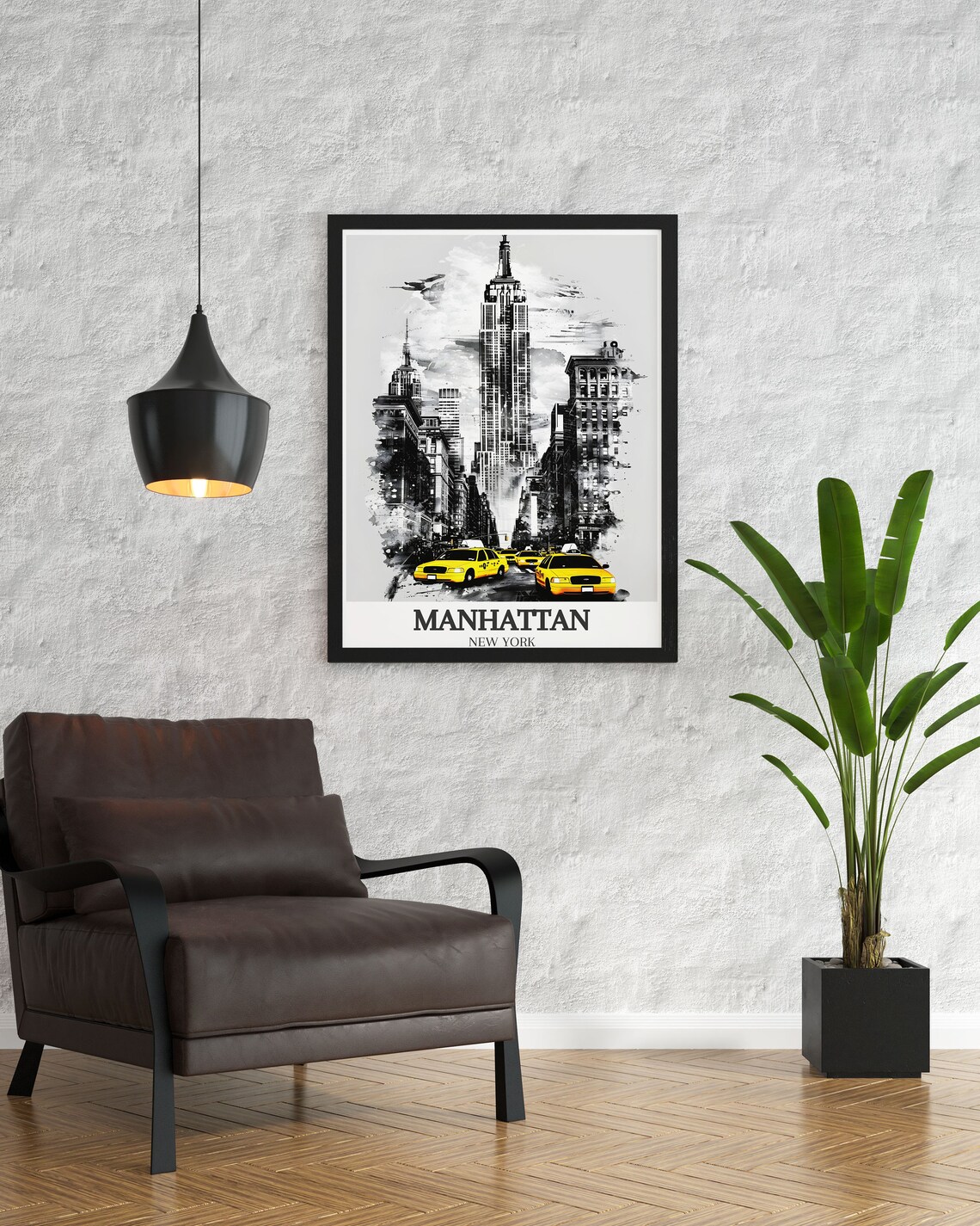 Manhattan New York Empire State Building Yellow Taxis Street Poster - Image 3