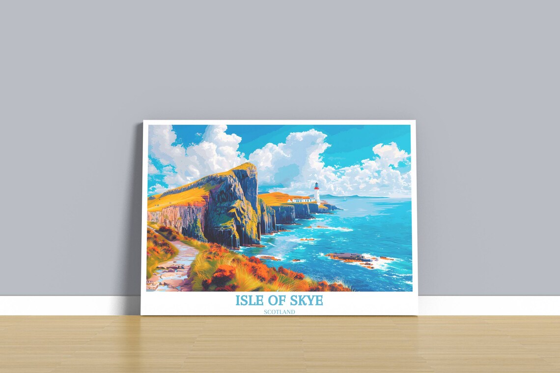 Isle of Skye Scotland Coastal Cliffs Lighthouse Seascape Poster - Image 3