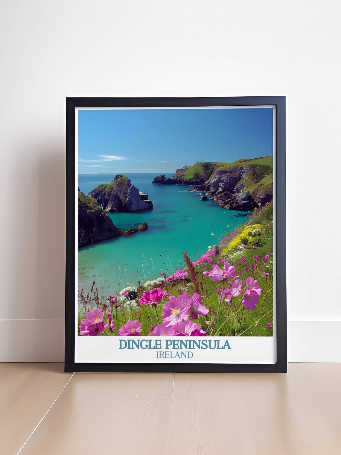 Dingle Peninsula Pink Flower Cliffside Bay Coastal Ireland Poster - Image 4