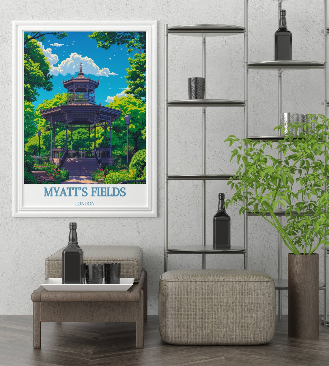 Myatts Fields London Victorian Bandstand Among Lush Green Trees Poster - Image 2