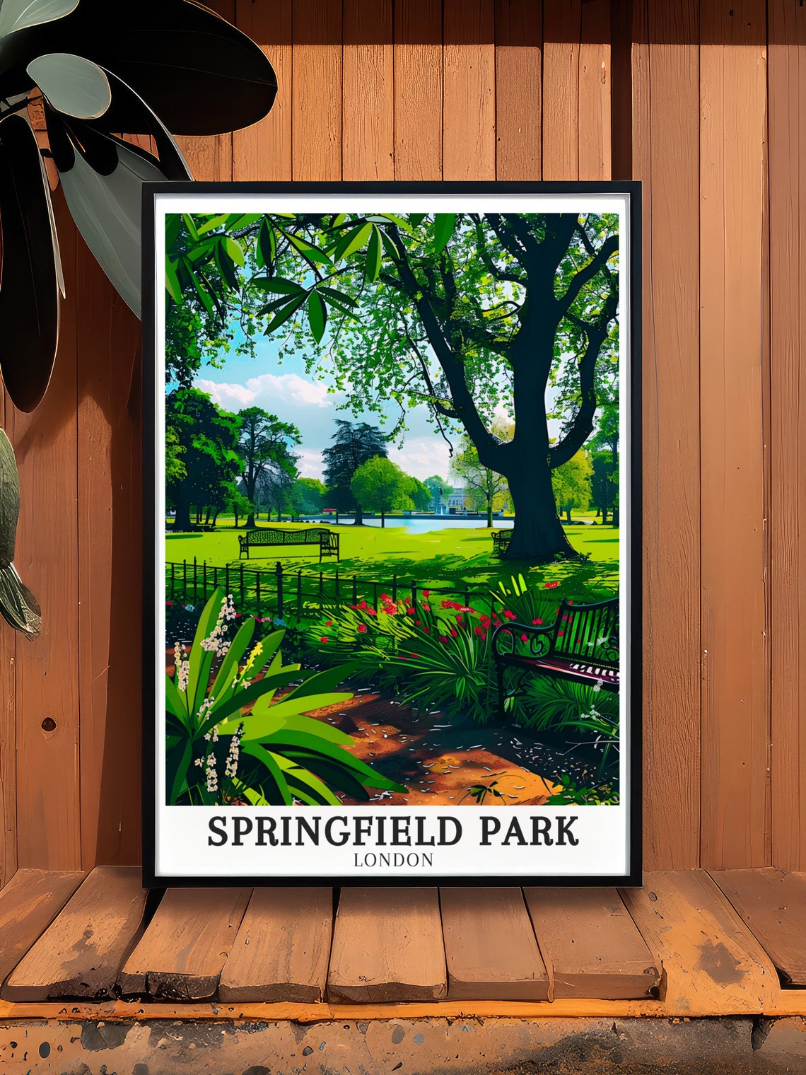 Springfield Park London Garden Pond Bench Blooming Beds Poster - Image 2