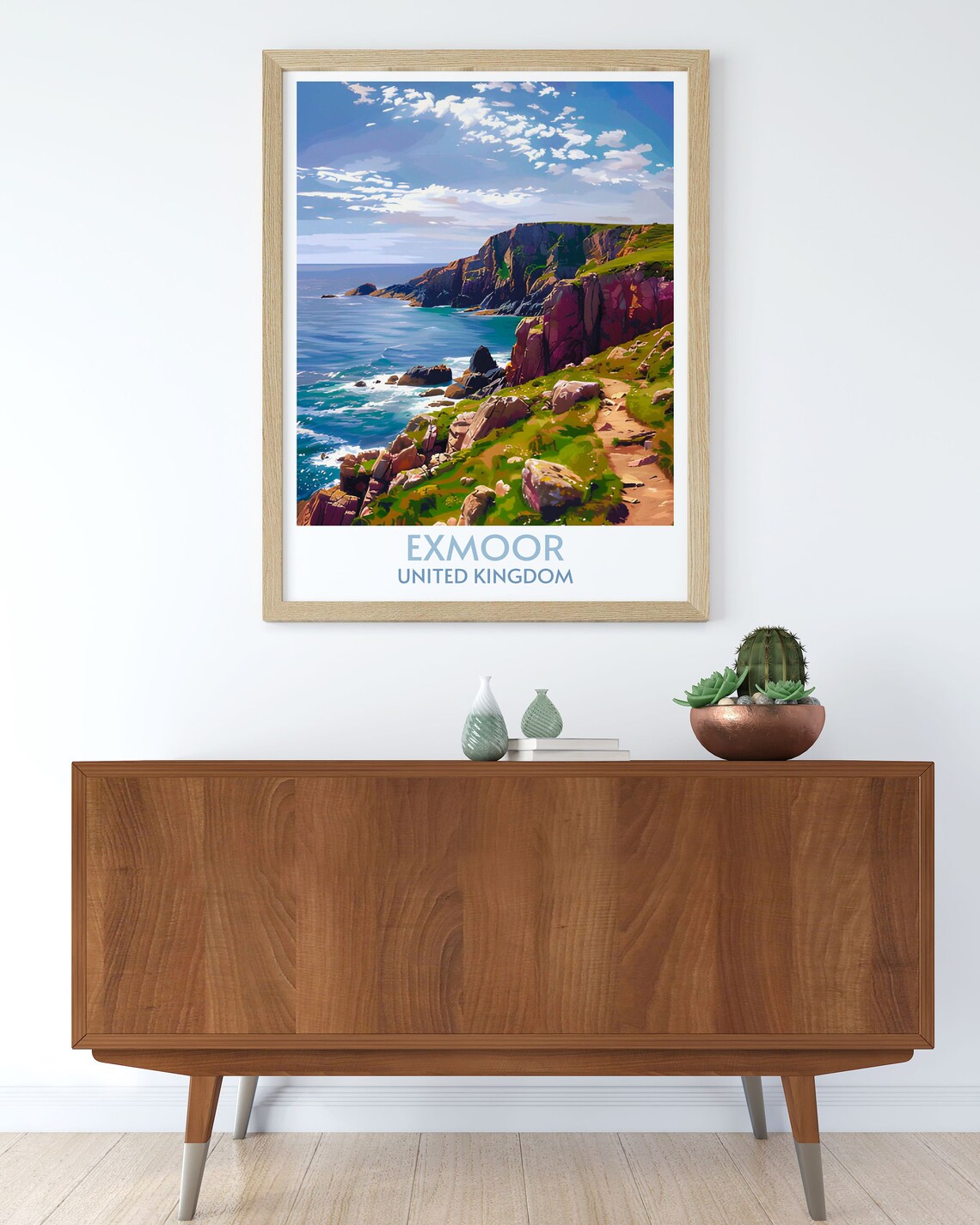 Exmoor Coastal Cliffs Scenic Sea Path United Kingdom Travel Poster - Image 3