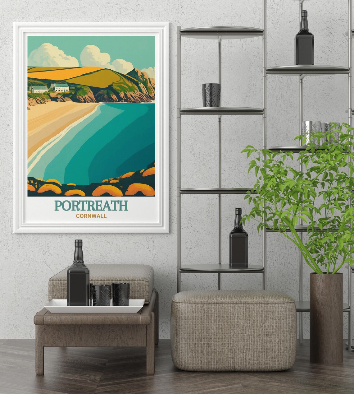 Portreath Cornwall Golden Sands and Cliff Village Travel Poster - Image 2