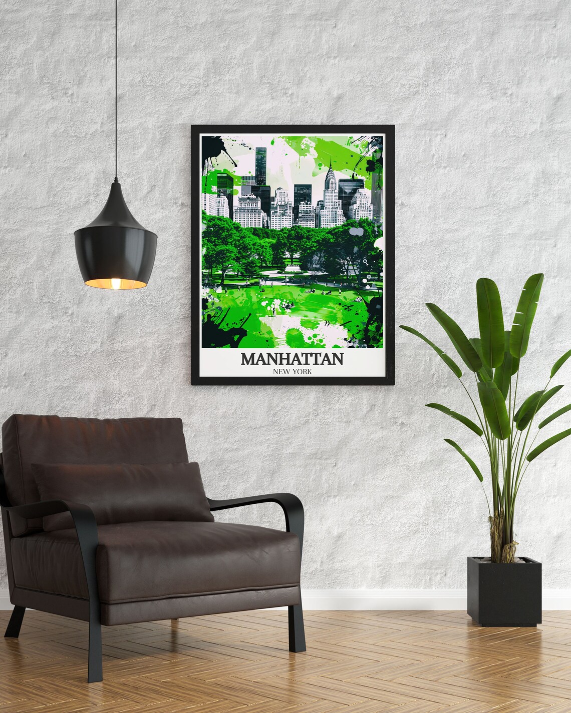 Manhattan New York Central Park Green Splash City Art Poster - Image 3