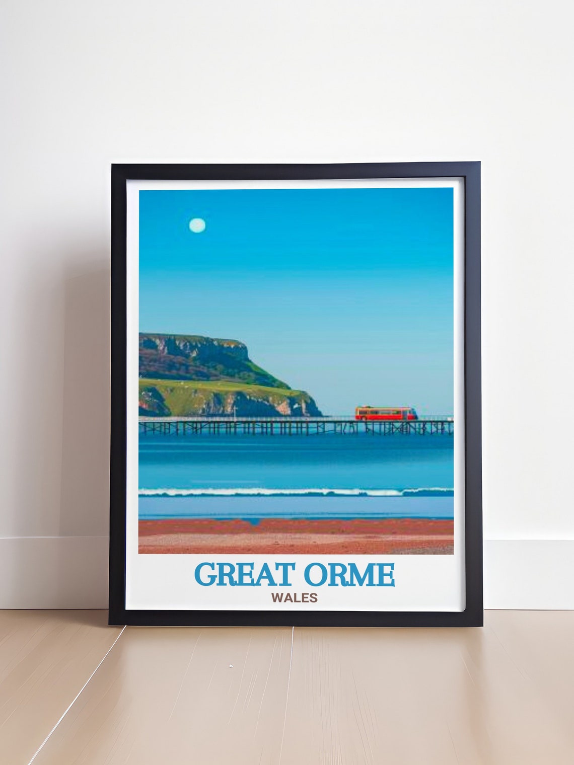 Great Orme Wales Llandudno Pier With Red Tram Seaside View Poster - Image 4