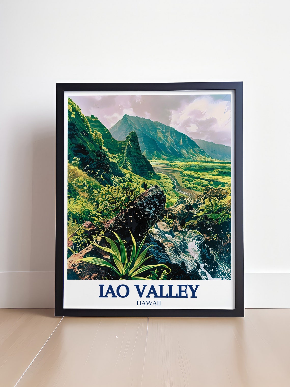 Iao Valley Hawaii Misty Mountain Valley Stream Landscape Poster - Image 4