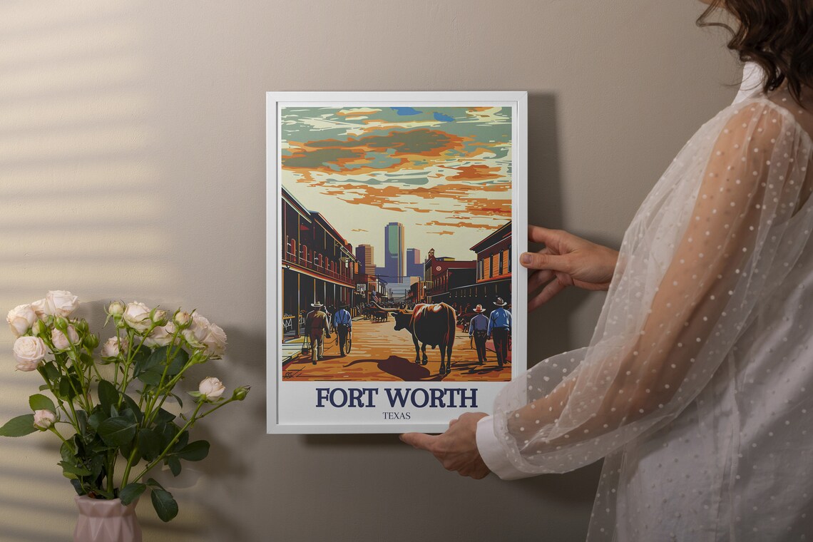 Fort Worth Travel Arts Fort Worth Wall Art And Travel Memorabilia Decor Stockyards Exchange Street Art Prints Fort Worth Stockyards Gift - Image 2