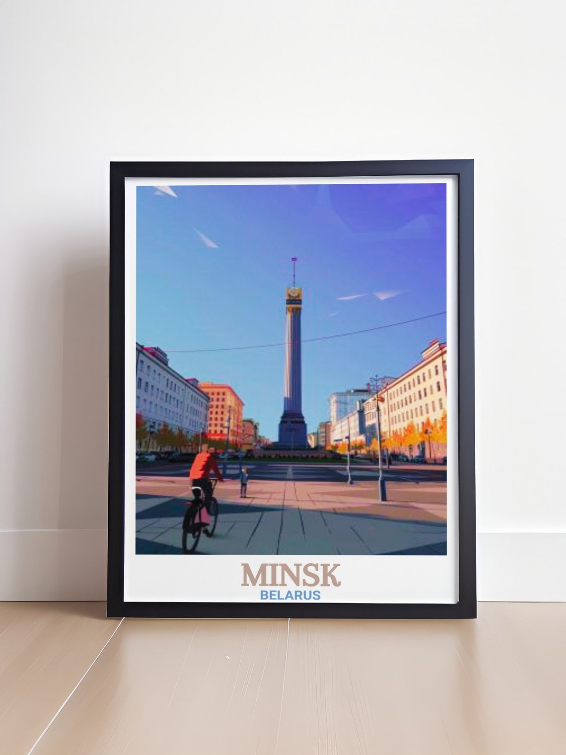 Minsk Belarus Victory Square Obelisk Sunny Street Scene Poster - Image 4