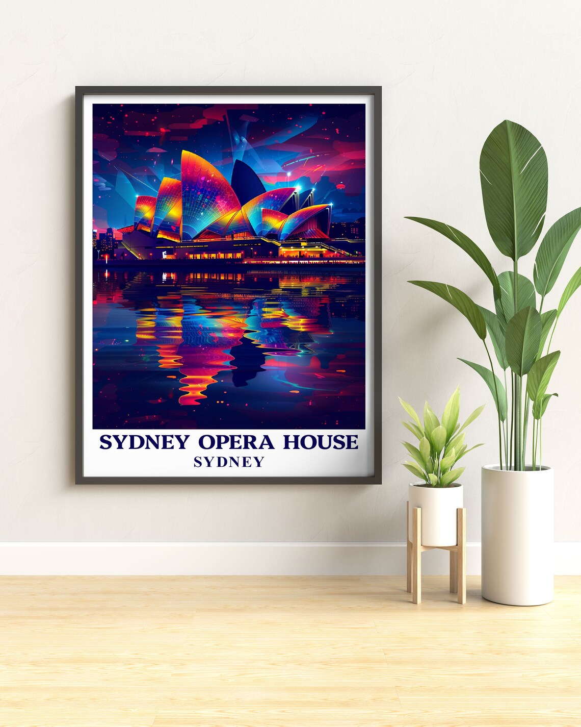 Sydney Opera House Neon Night Lights Vivid Sail Glow Travel Poster - Image 3