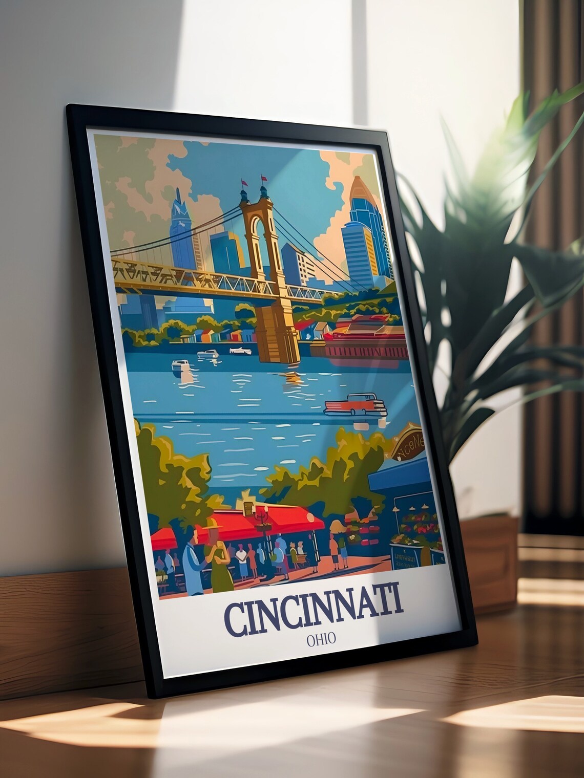 Cincinnati Ohio Findlay Market Ohio River Skyline Travel Poster - Image 2