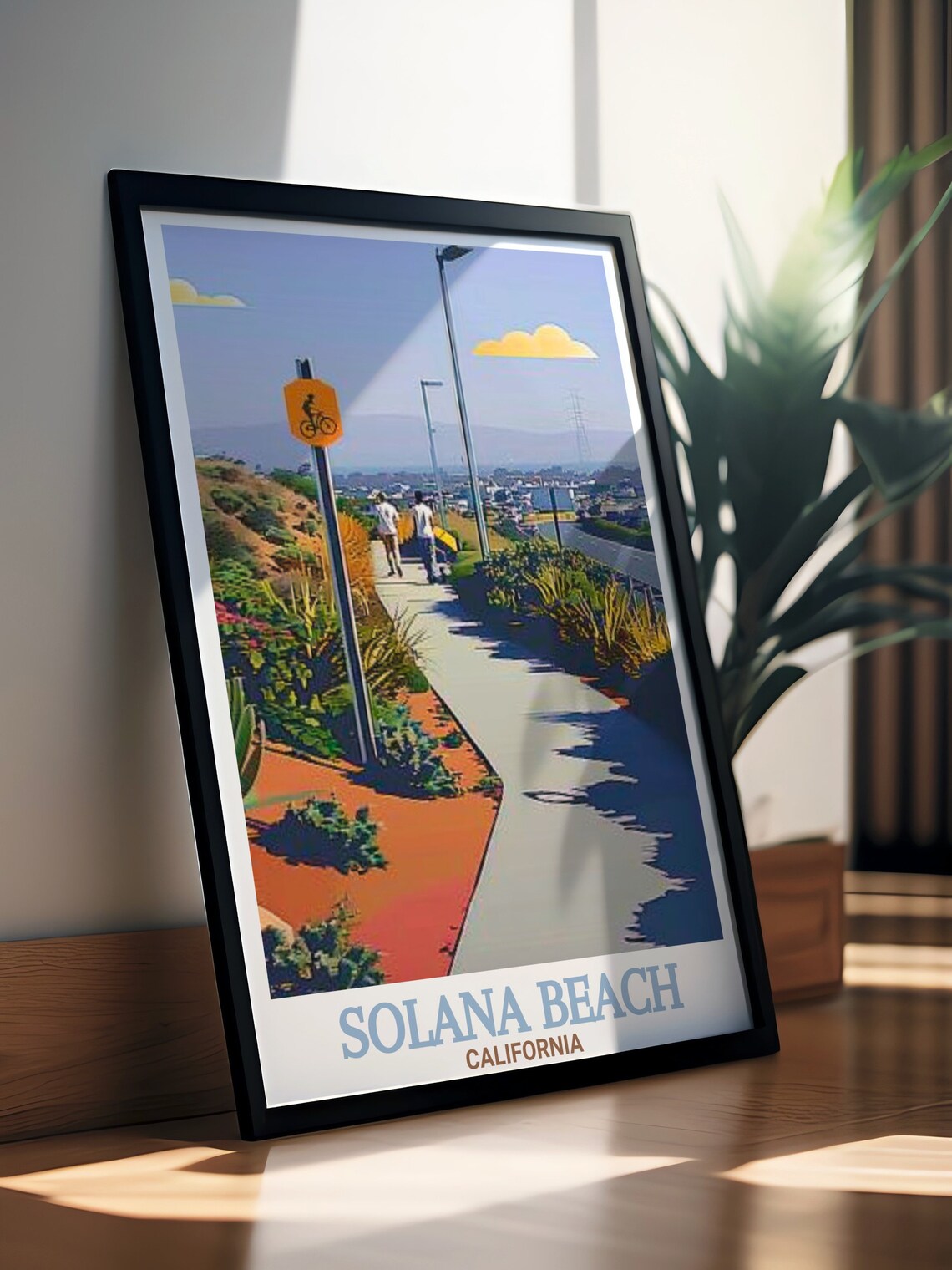 Solana Beach California Coastal Rail Trail Bike Path Travel Poster - Image 2