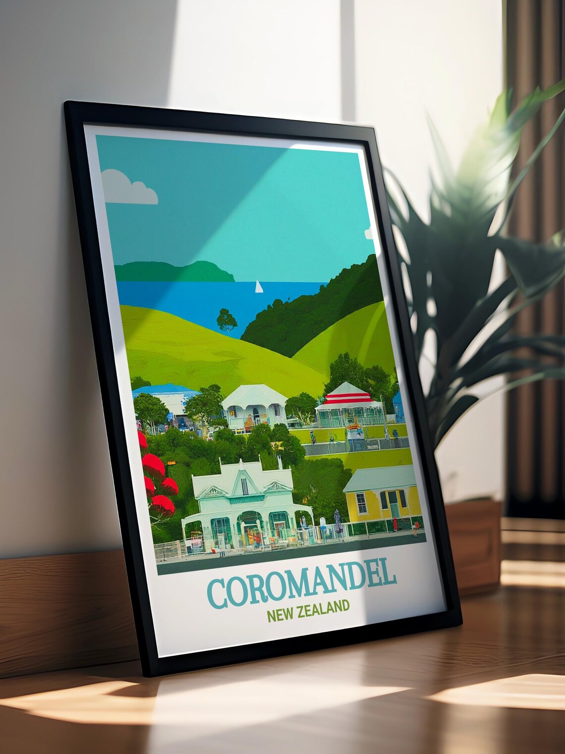 Coromandel New Zealand Charming Colonial Town Harbor View Poster - Image 3