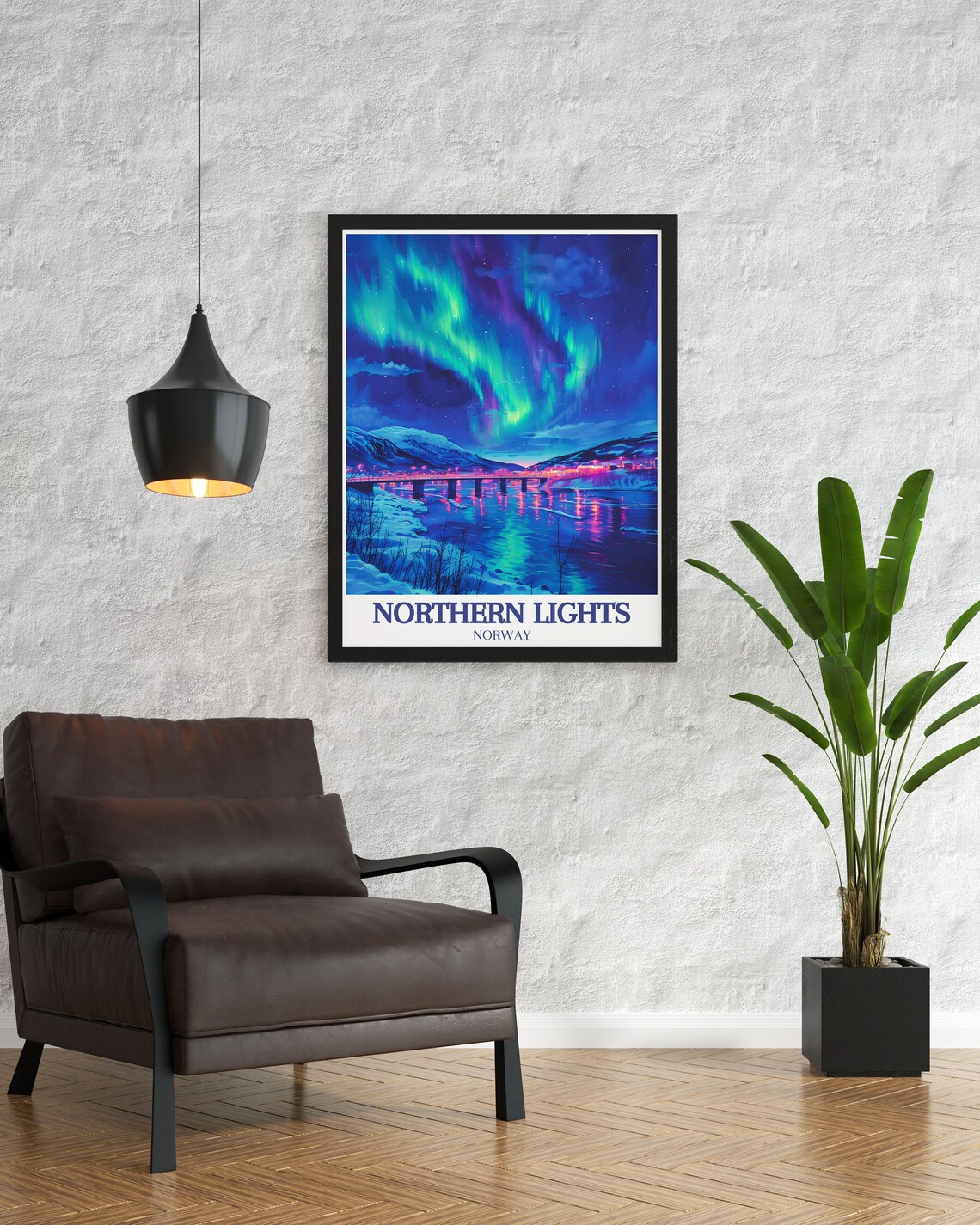 Northern Lights Tromso Norway Bridge Aurora Night Sky Travel Poster - Image 2