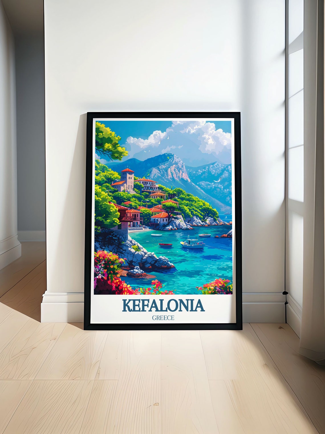 Kefalonia Travel Collection Assos Village Print Assos Village Scenic Art Vibrant Greece Wall Art Kefalonia Travel Art