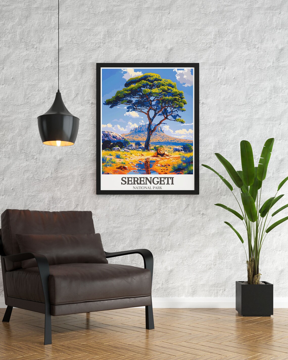 Serengeti Acacia Tree Lion Rhino Savanna National Park Poster - Image 3