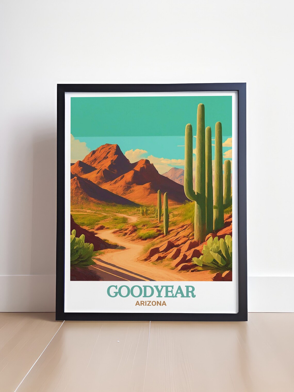 Goodyear Arizona Saguaro Cactus Desert Red Mountains Travel Poster - Image 4