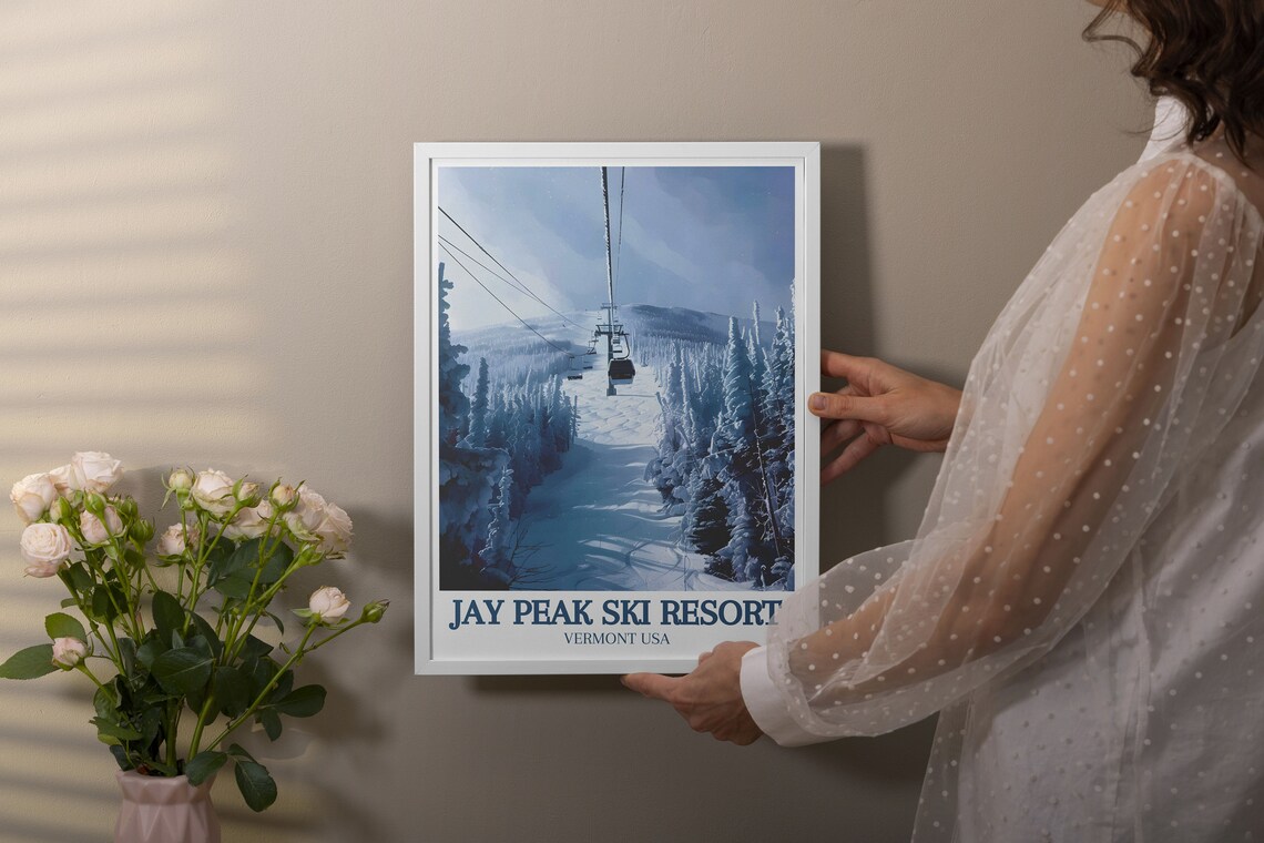 Jay Peak Vermont Snowy Ski Lift Frosted Forest Winter Travel Poster - Image 2