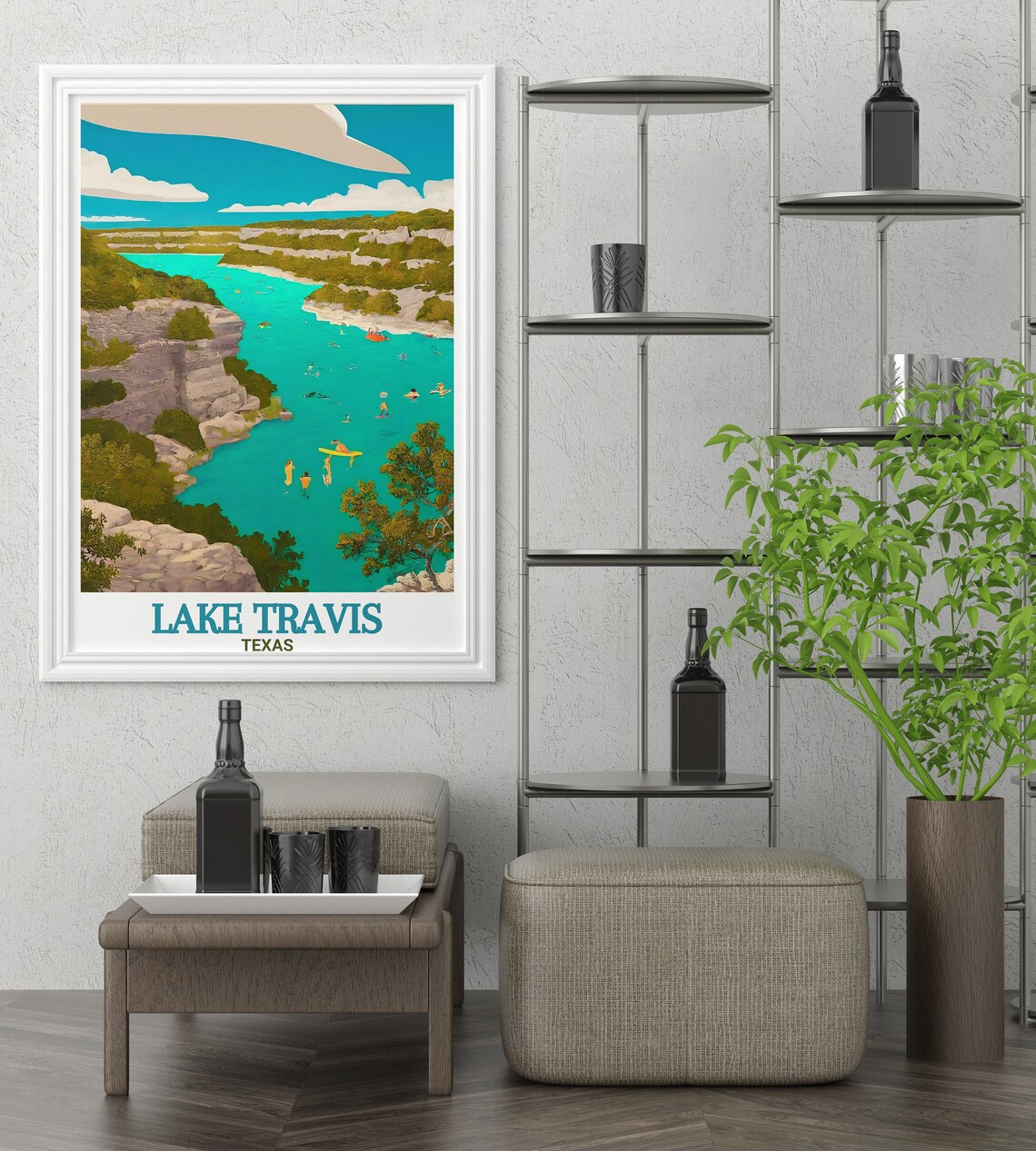Lake Travis Texas Pace Bend Park Turquoise Swim Cove Travel Poster - Image 3