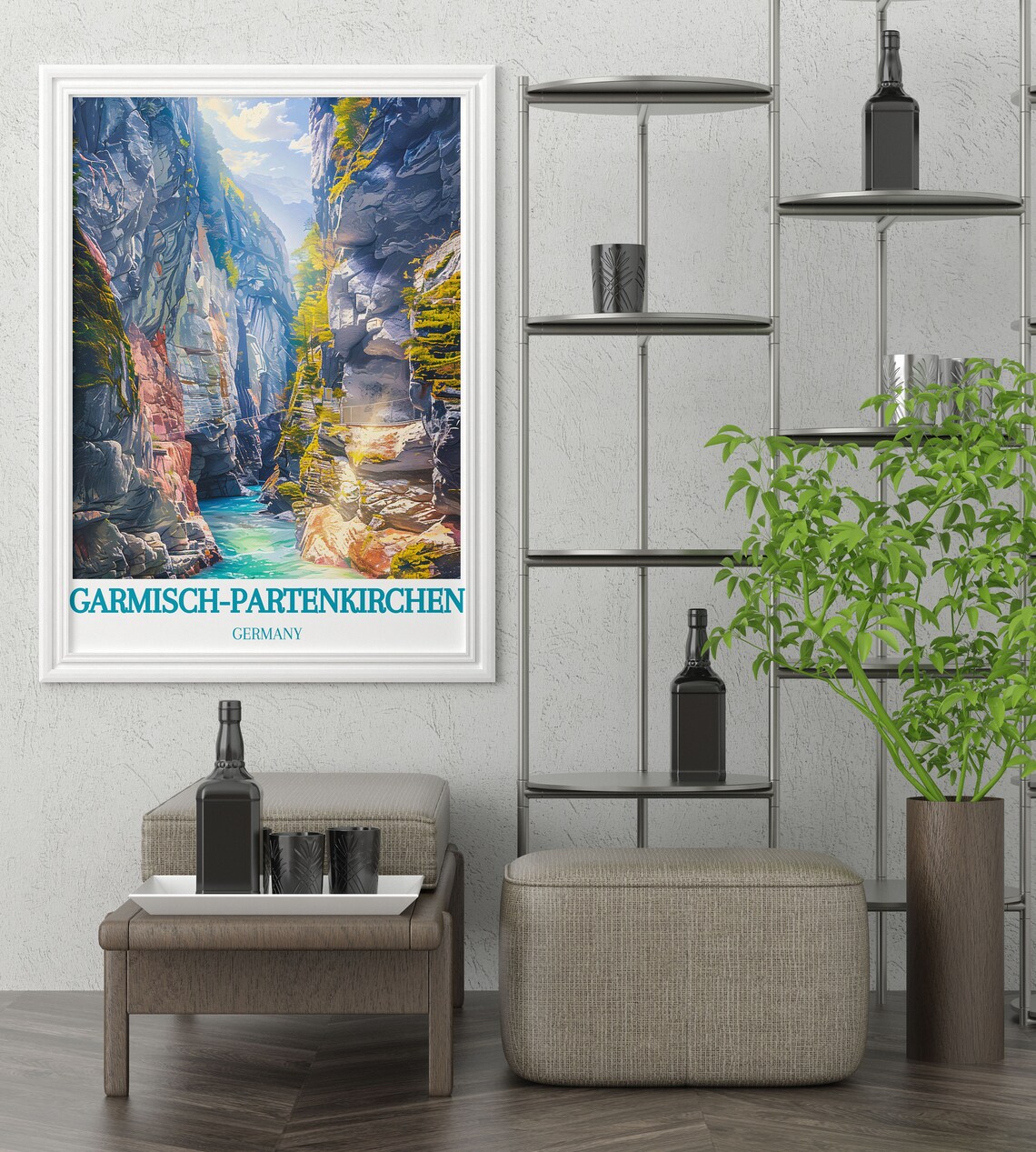 Garmisch-Partenkirchen Rocky Gorge Turquoise River View Poster - Image 3